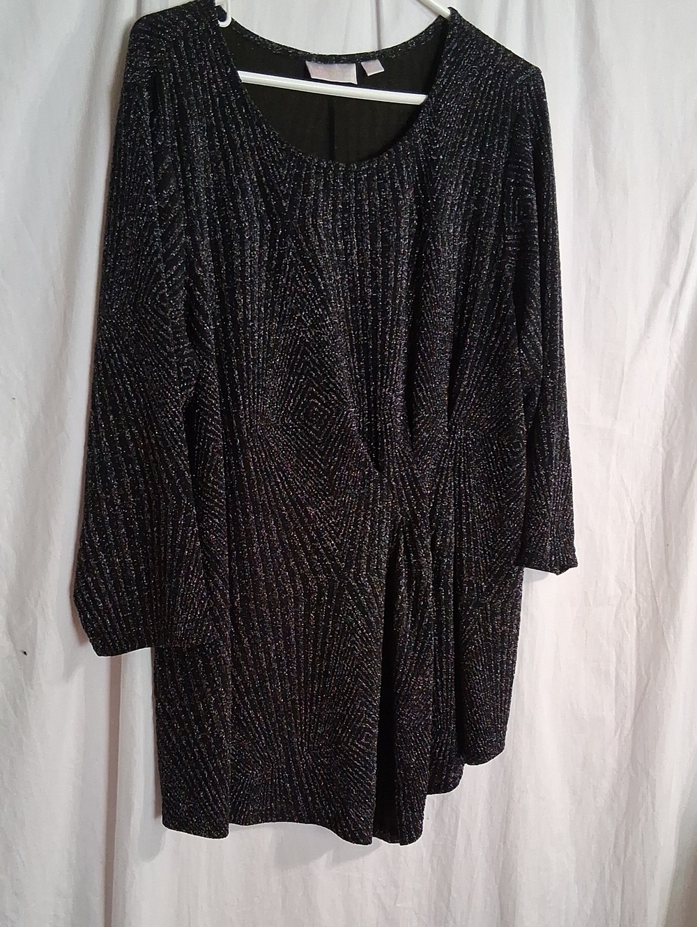 Sparkling Black Dressy Tunic Top